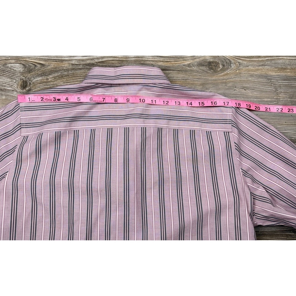 Eddie Bauer Wrinkle Resistant Button Down Dress Shirt Pink Stripe XL Office - Picture 7 of 9